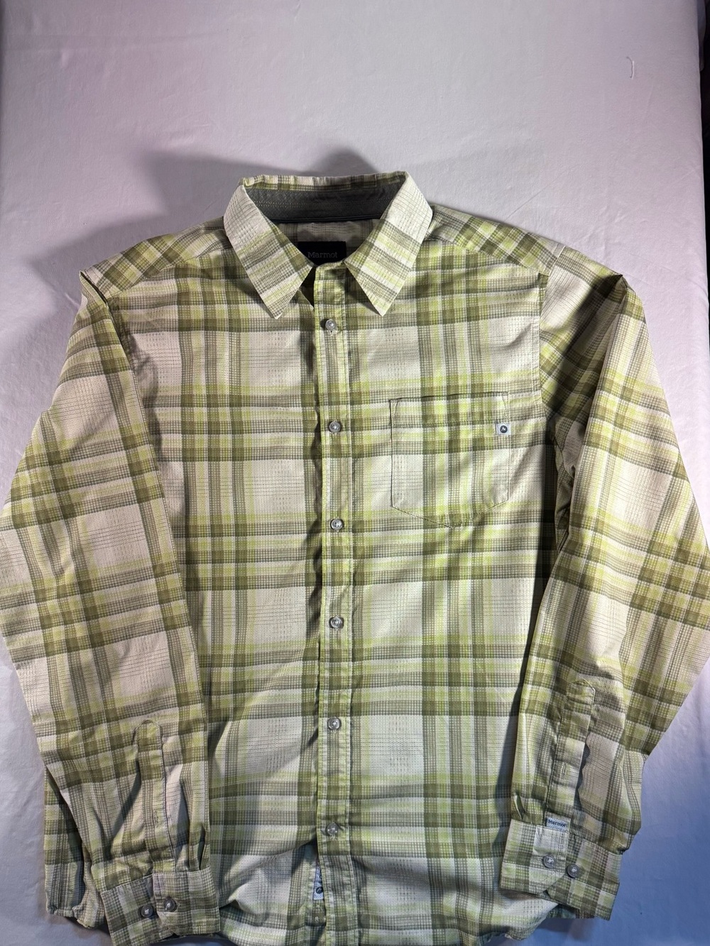 Marmot Men’s Plaid Outdoor Shirt Size Medium Green Olive